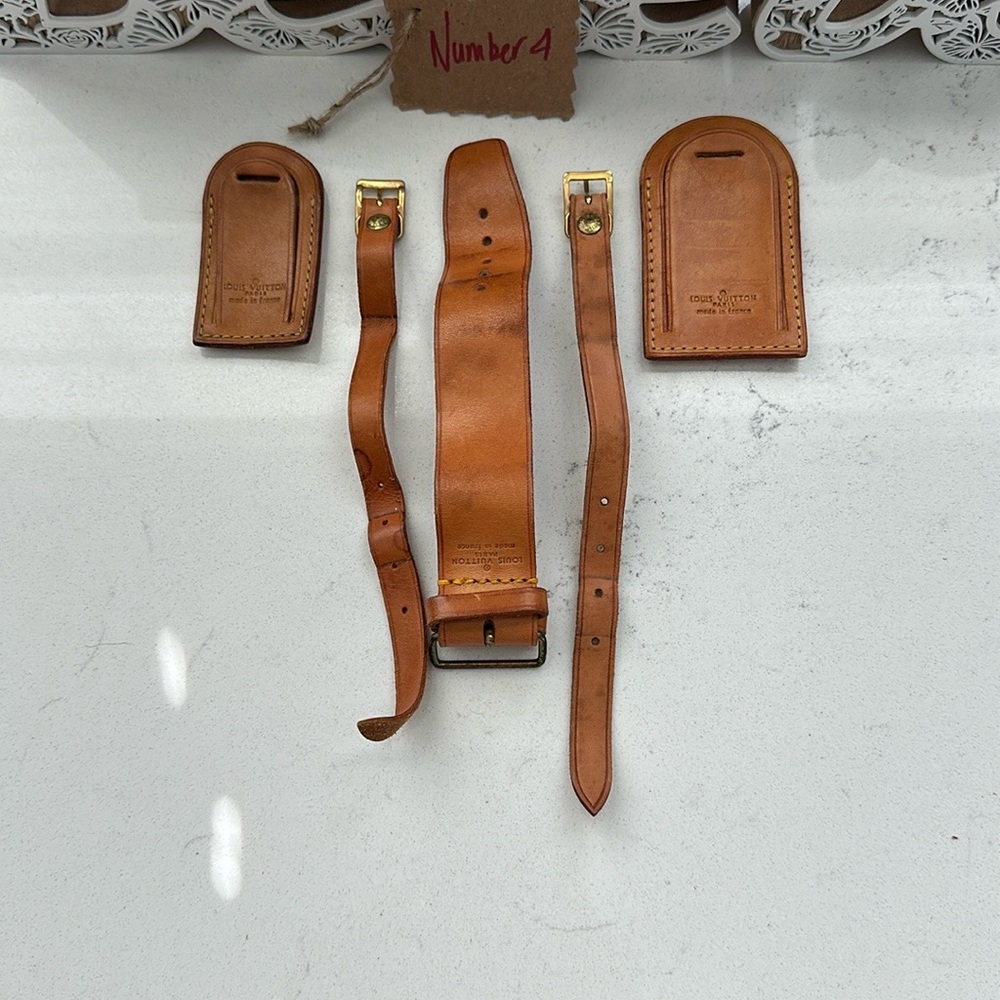 LV#4 ~ Louis Vuitton Brown Leather Strap Set and Poignet